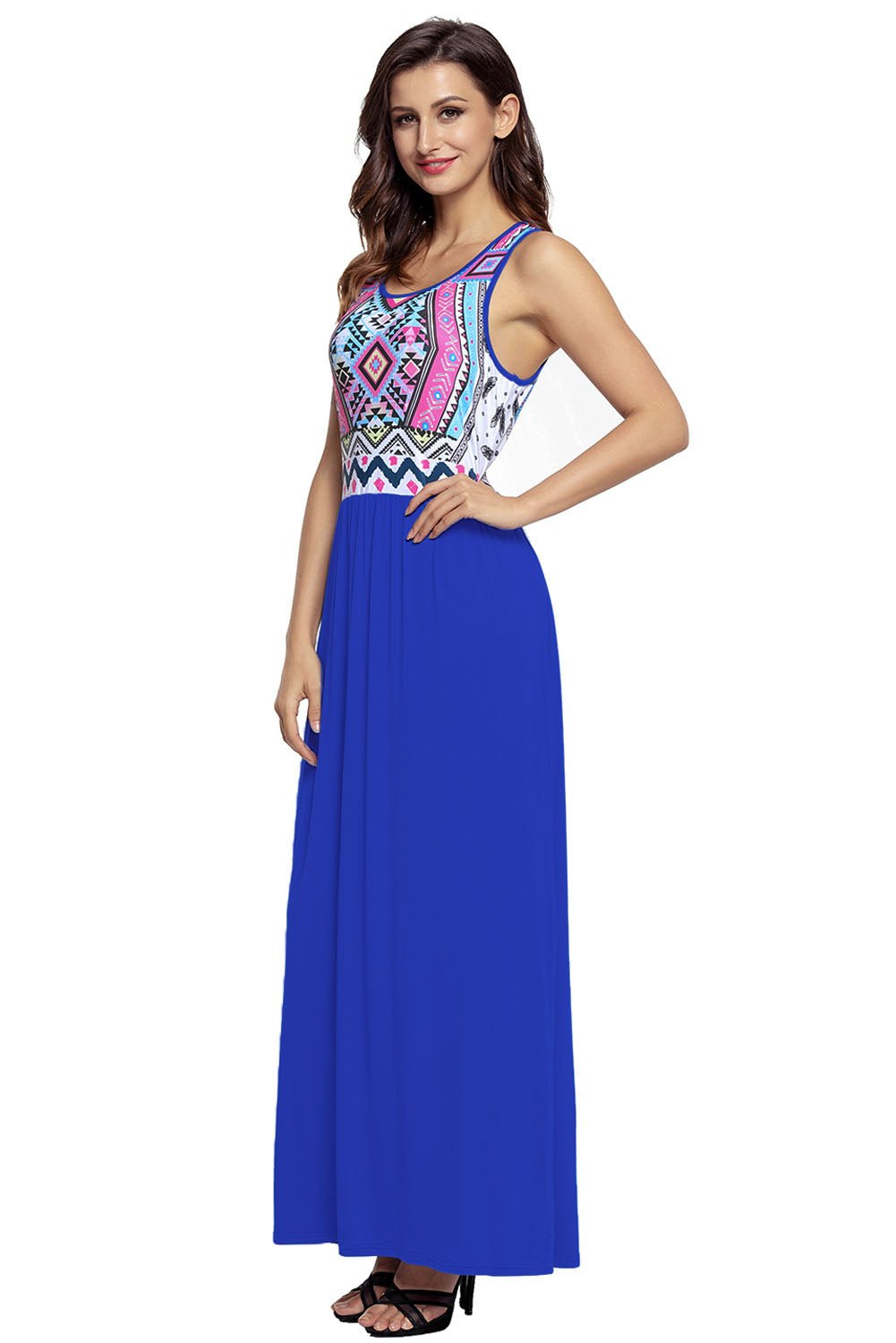 Aztec Print Royal Blue Maxi Dress - Howse Fashion Company