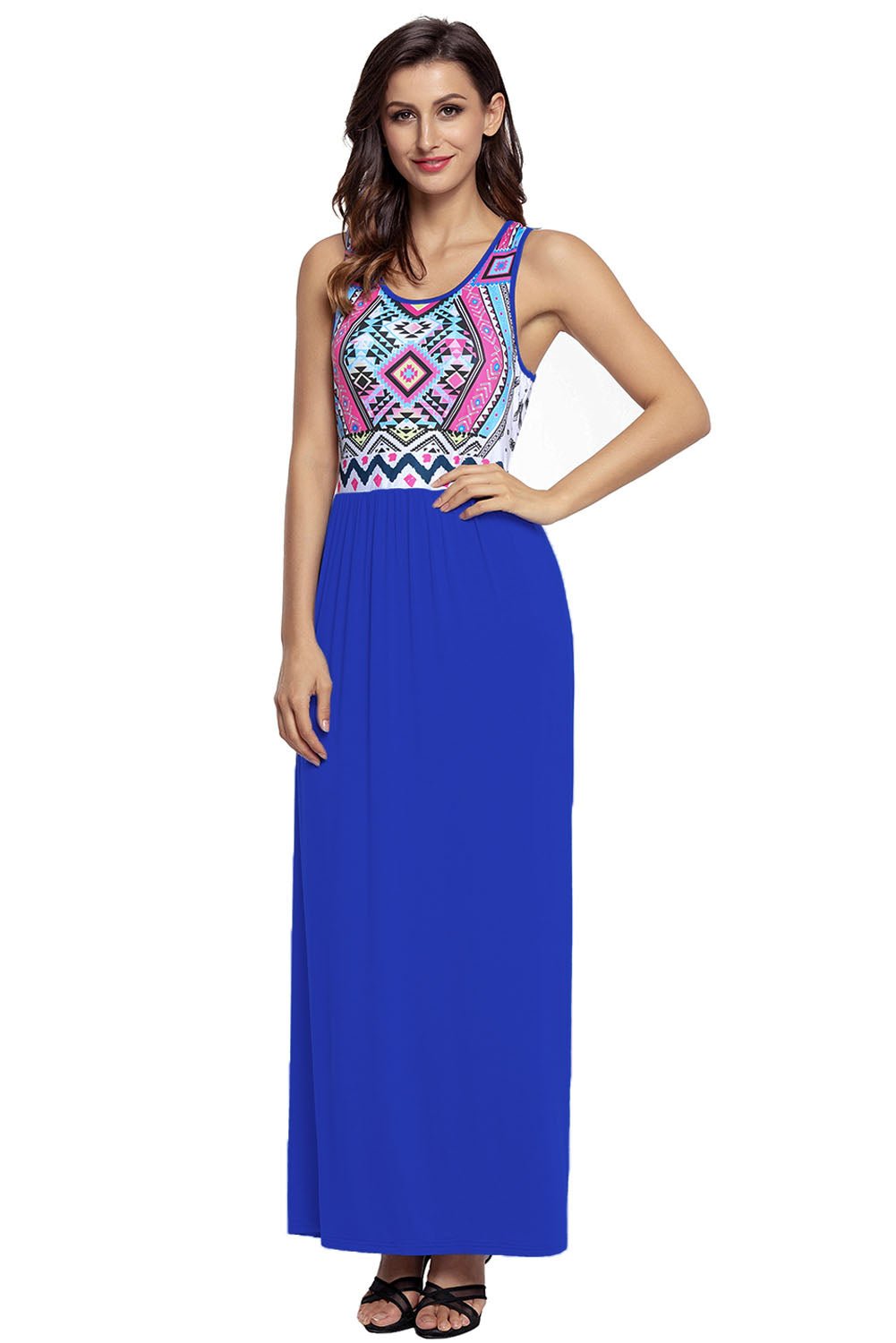 Aztec Print Royal Blue Maxi Dress - Howse Fashion Company