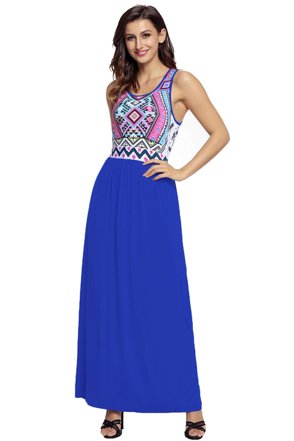 Aztec Print Royal Blue Maxi Dress - Howse Fashion Company