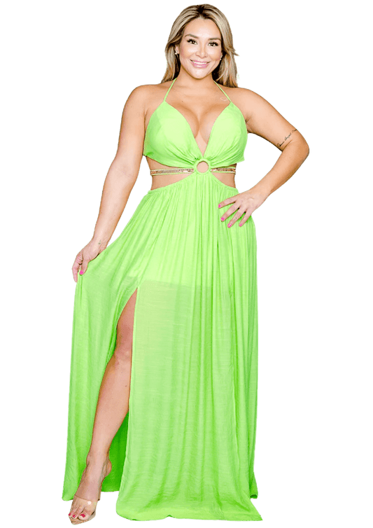 Curvy Girls Lime Green Maxi Dress - Howse Fashion Company