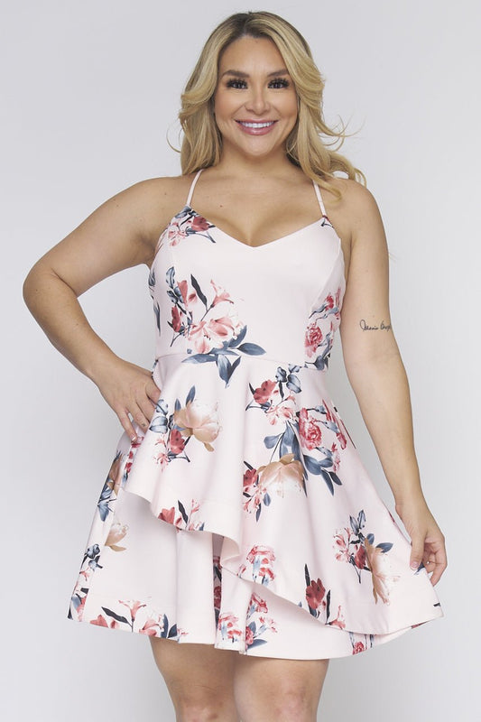 Curvy Girls Pink Floral Dress - Howse Fashion Company