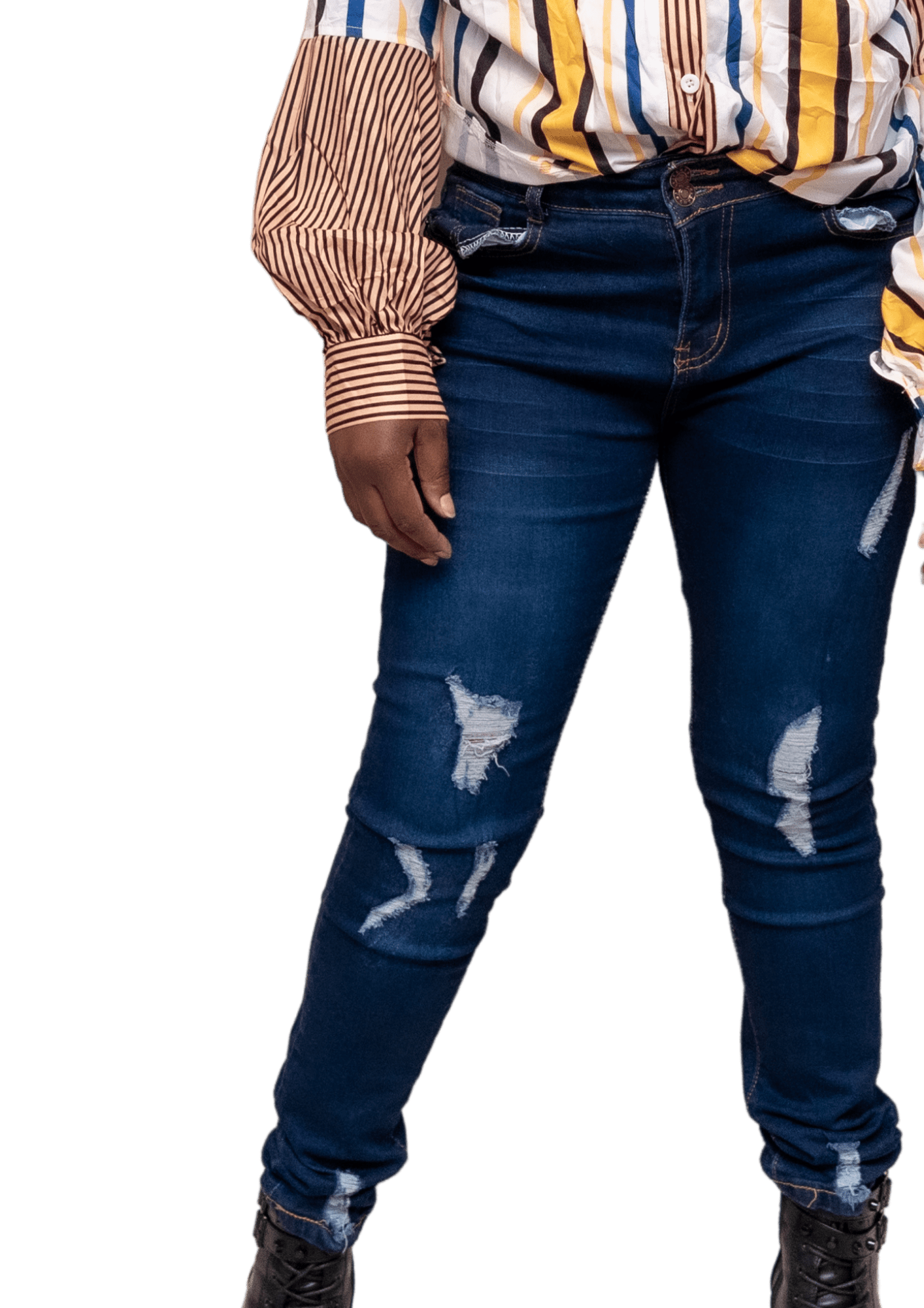 Distressed Denim Pencil Pants - Howse Fashion Company