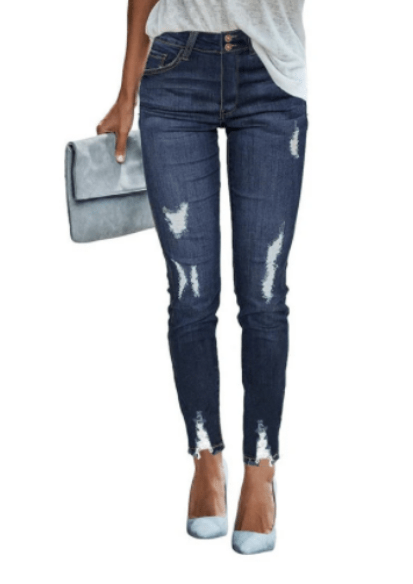 Distressed Denim Pencil Pants - Howse Fashion Company