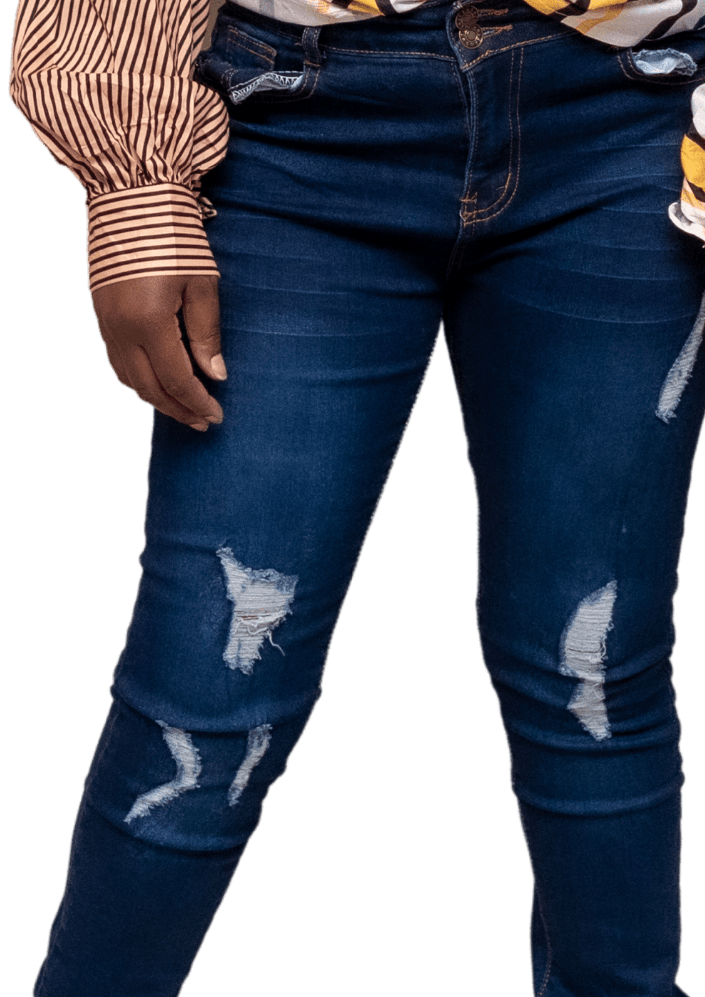 Distressed Denim Pencil Pants - Howse Fashion Company