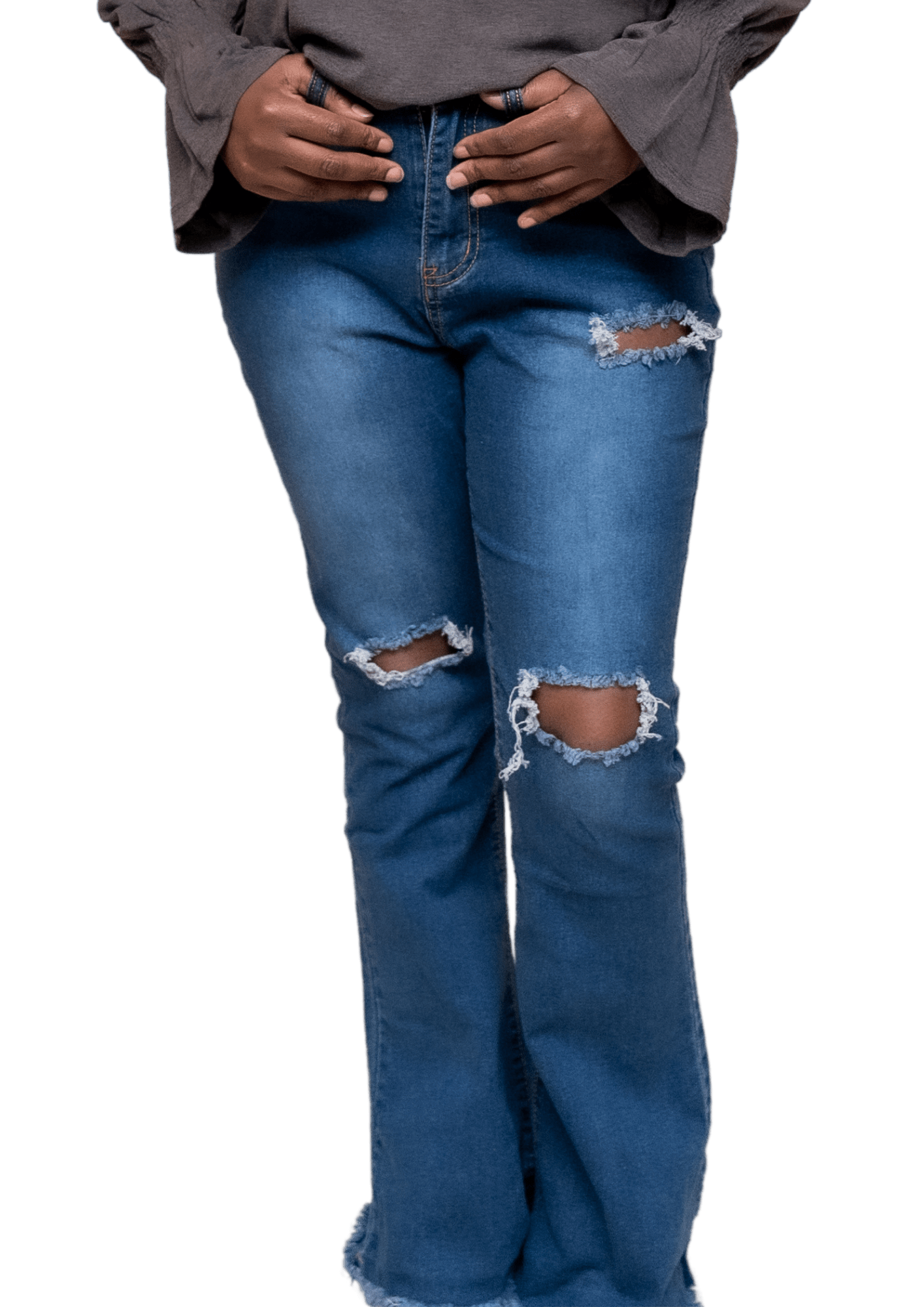 Ripped Bell Bottom Jeans - Howse Fashion Company