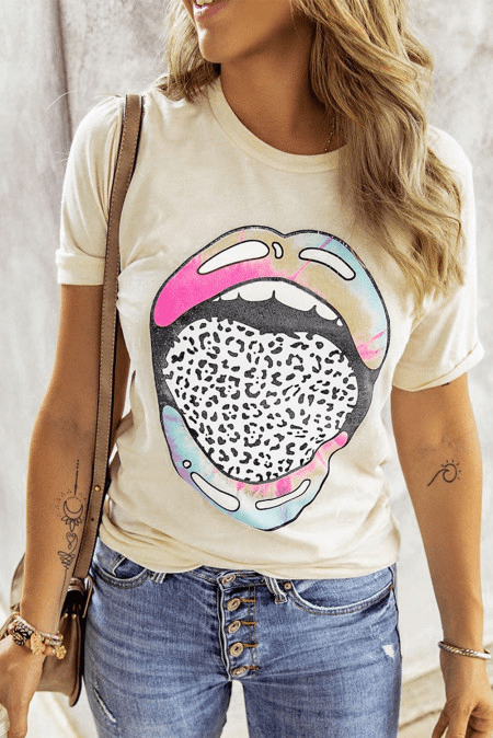 Tie-dye Leopard Lip T-Shirt - Howse Fashion Company