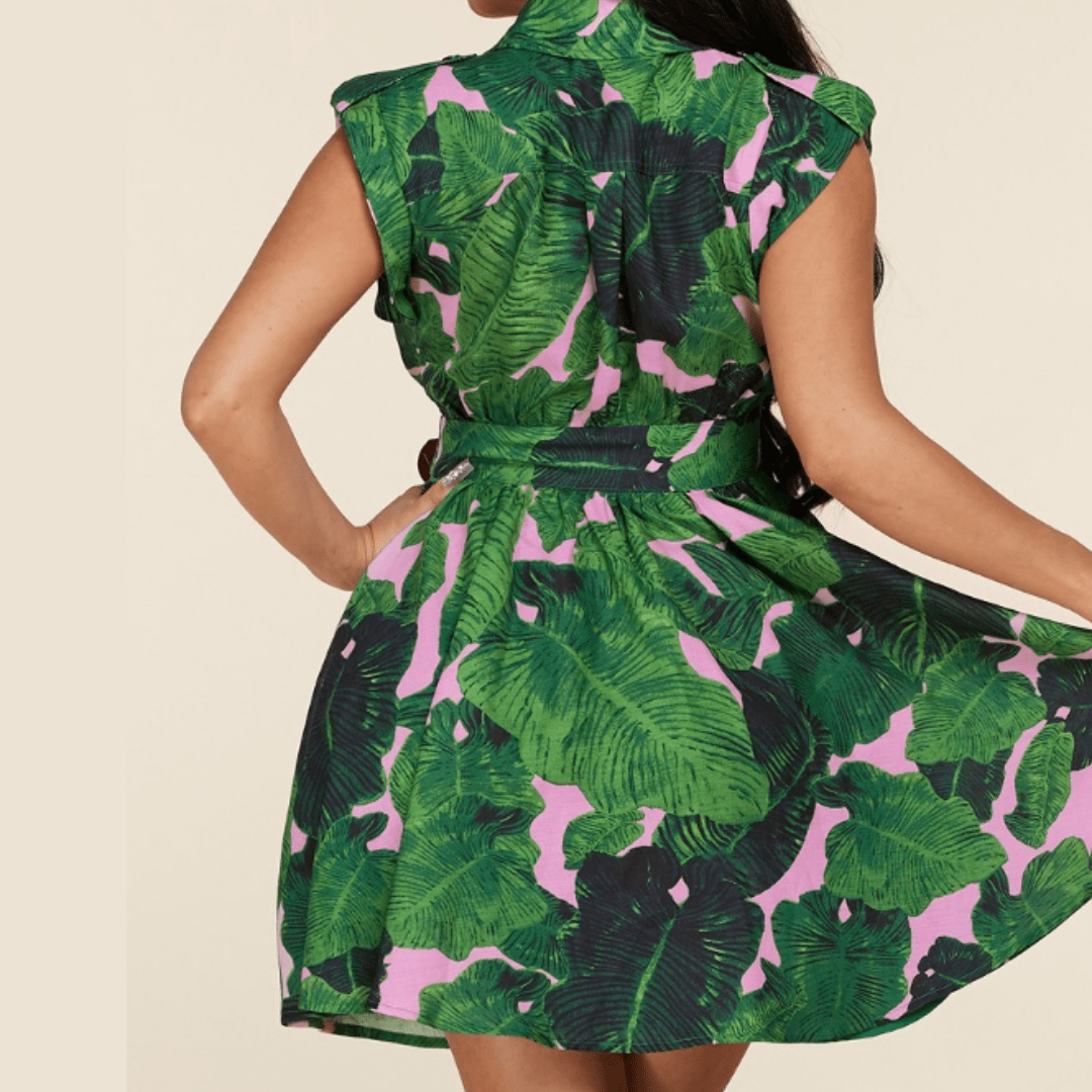 Tropical Print Belted Dress - Howse Fashion Company