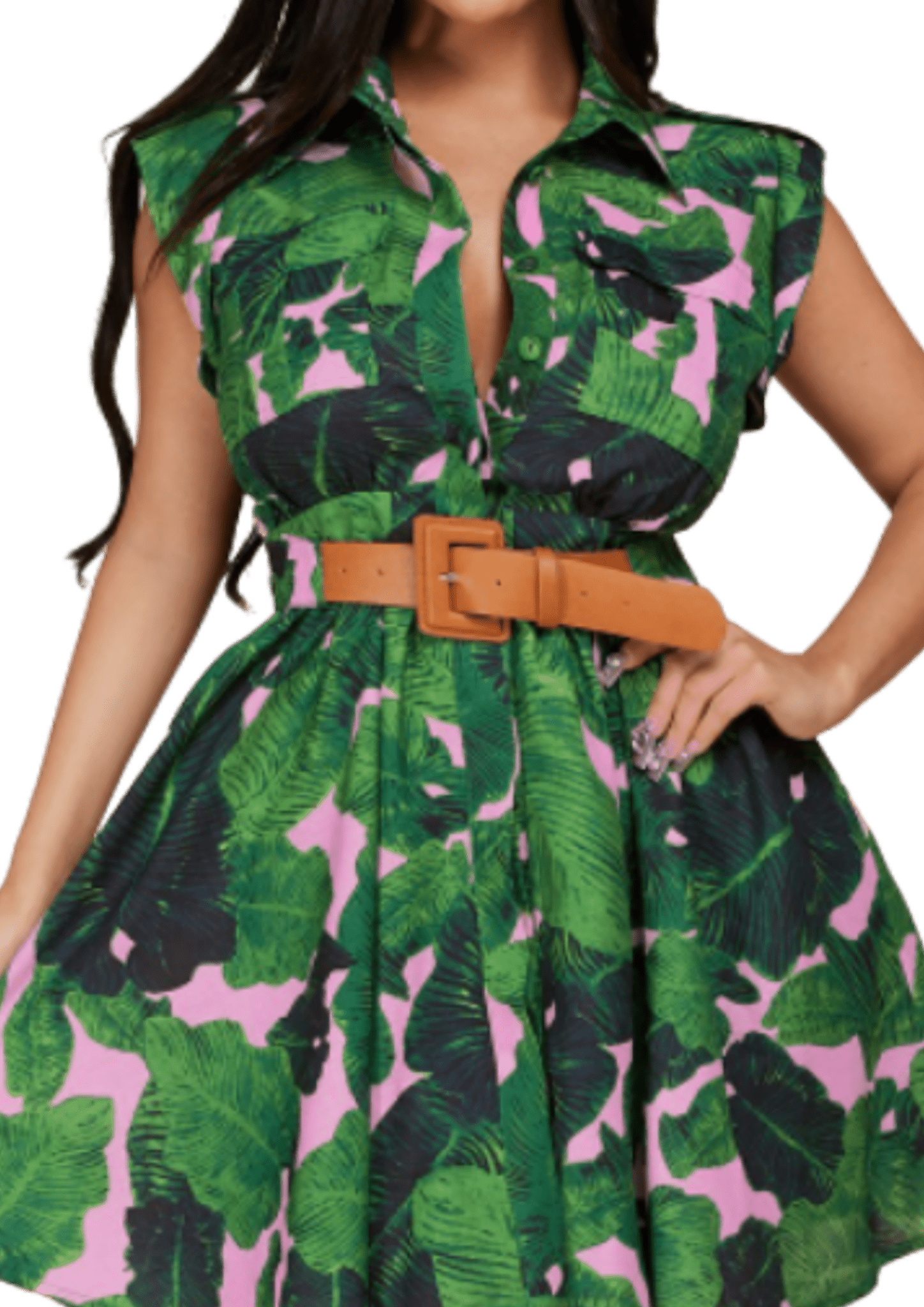 Tropical Print Belted Dress - Howse Fashion Company