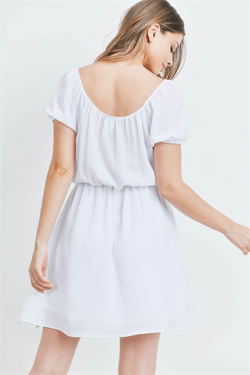 White Dress with Contrasting Buttons - Howse Fashion Company